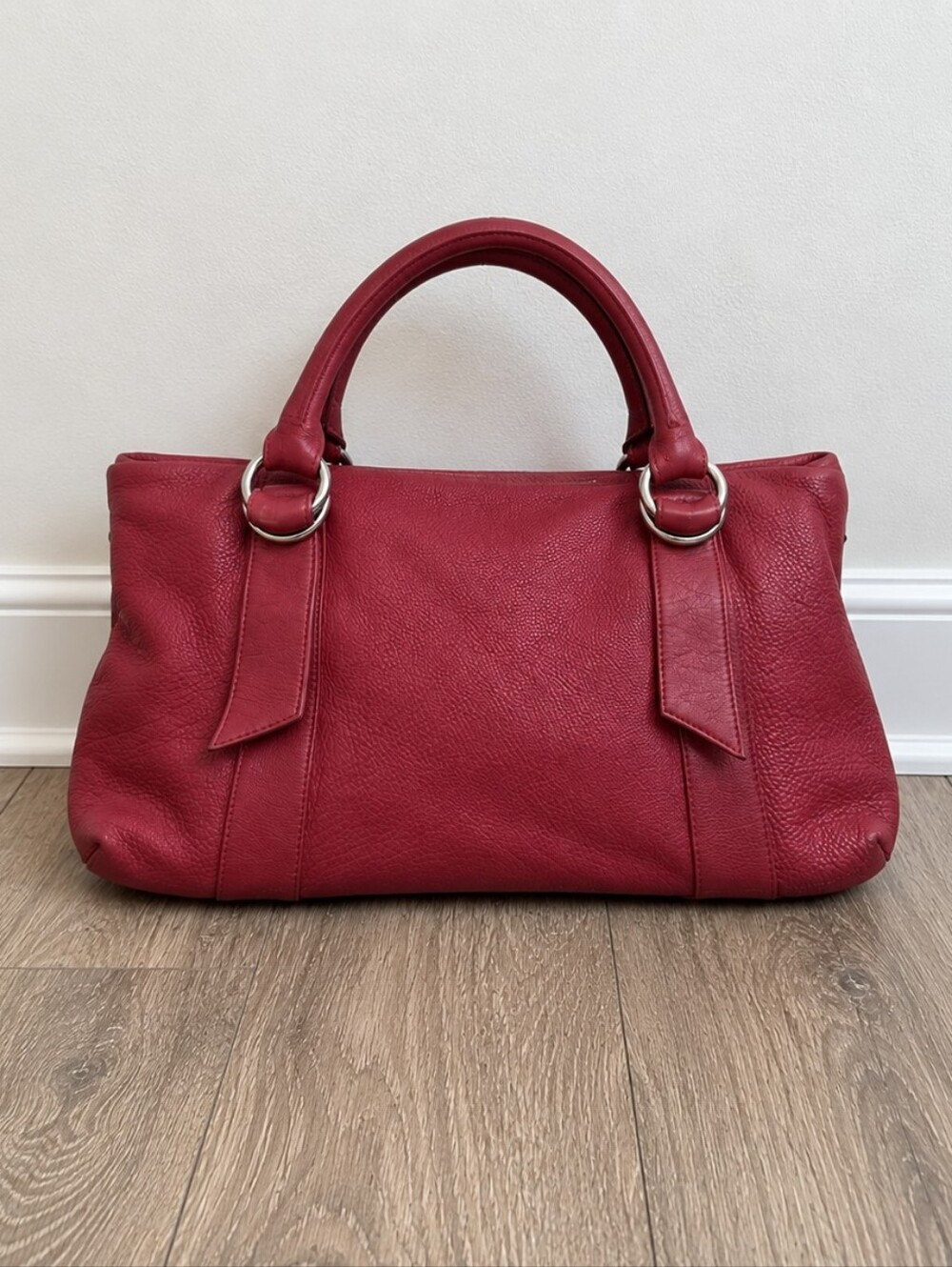 PEBBLED LEATHER Red Satchel. Like New.